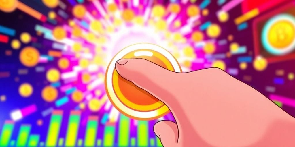 Anime character clicks game button.