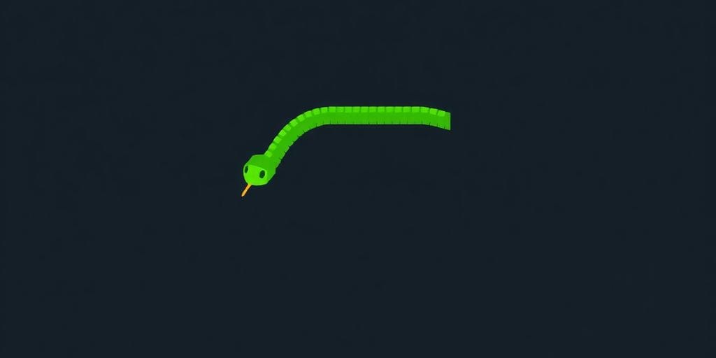 Green pixelated snake curving on a dark background.