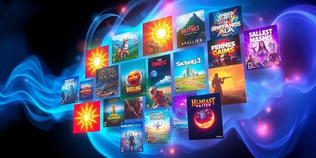 Free game downloads, vibrant game covers.