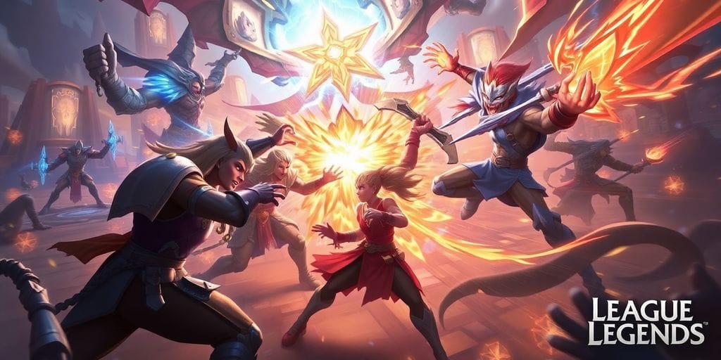 League of Legends champion clash in vibrant battle.