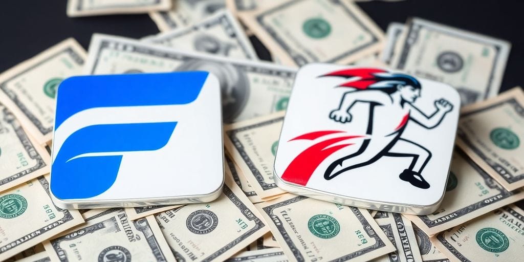 Flutter and FanDuel logos with cash.