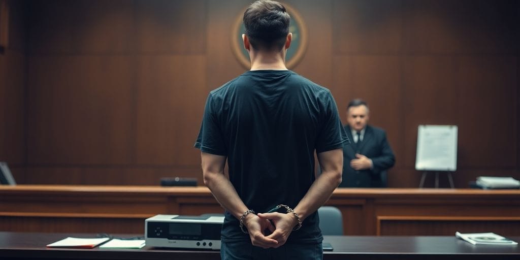 Man in handcuffs, old video game console