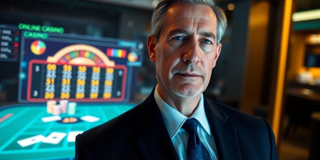 Man, casino chips, playing cards, glow