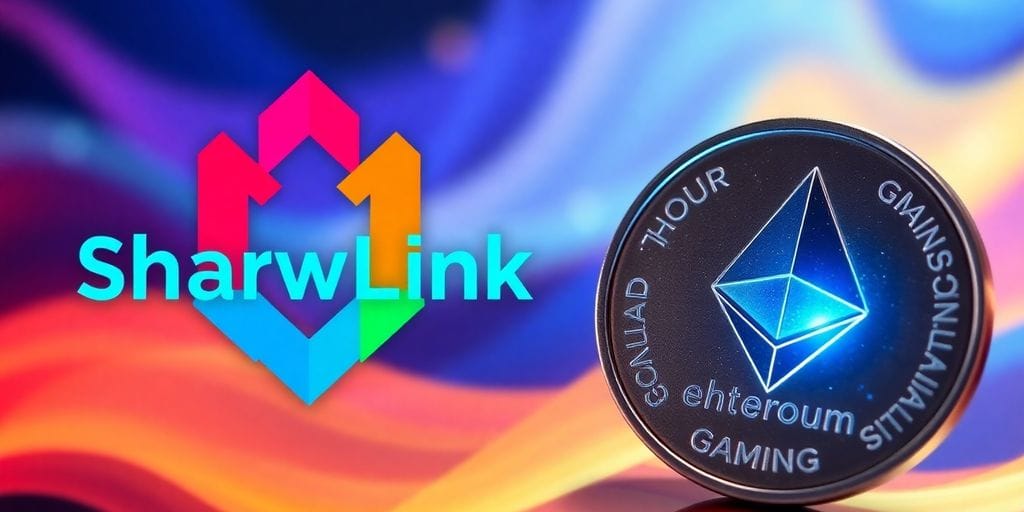 SharpLink gaming logo with Ethereum coin.