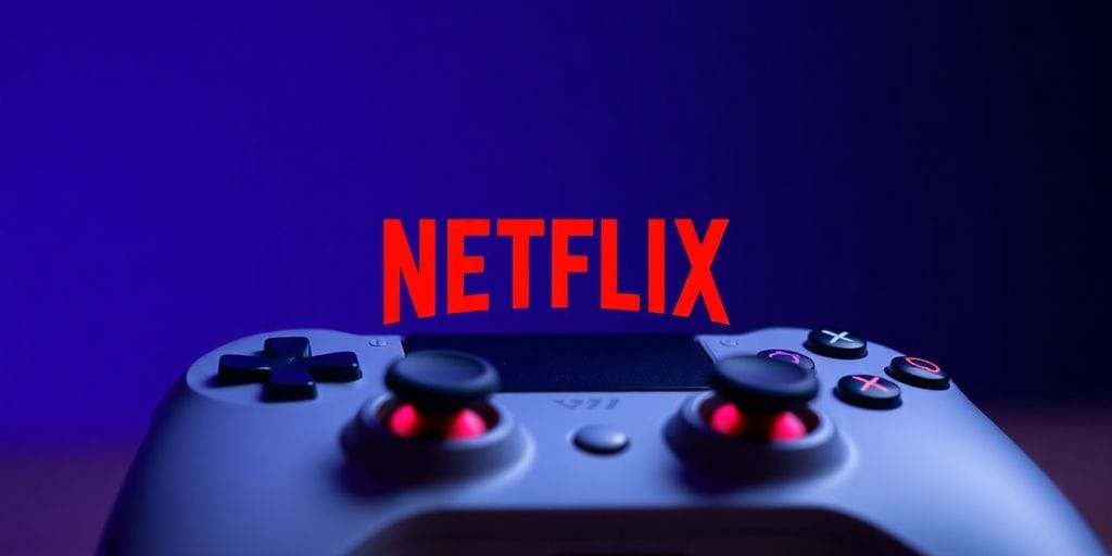 Netflix logo over video game controller