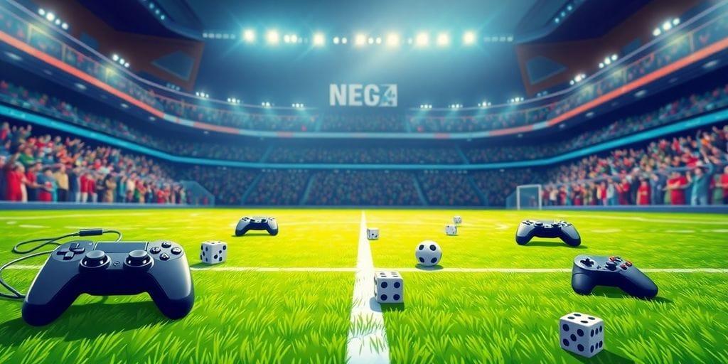 Football stadium with scattered gaming elements