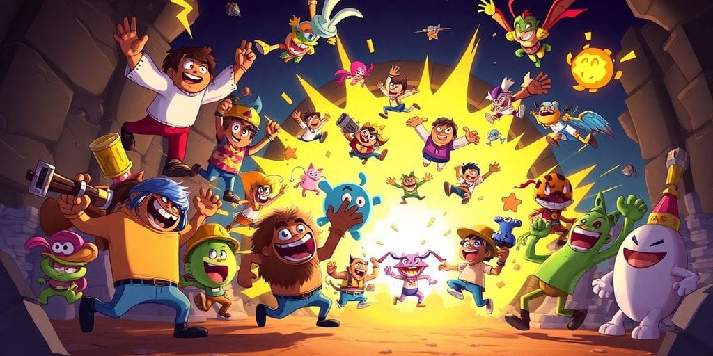 Newgrounds portal exploding with game characters.