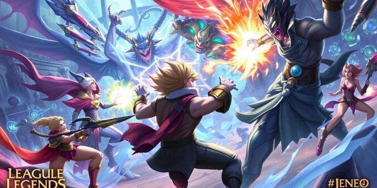 League of Legends characters battling