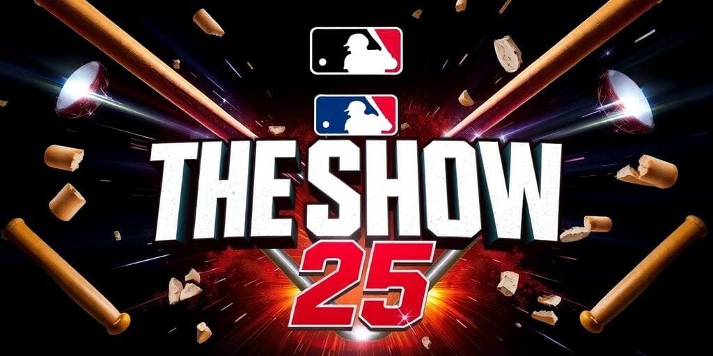 MLB The Show logo with shattering baseballs.