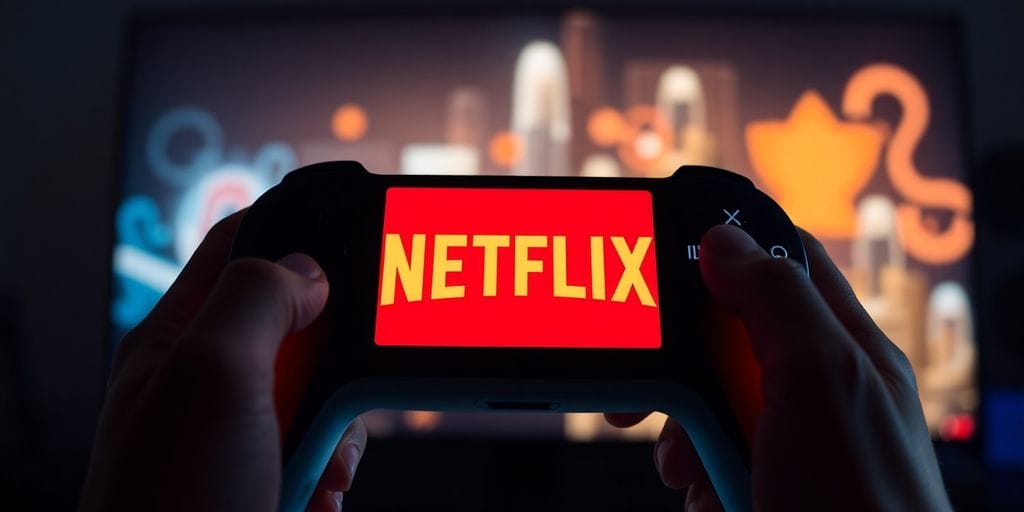 Netflix logo over video game controller