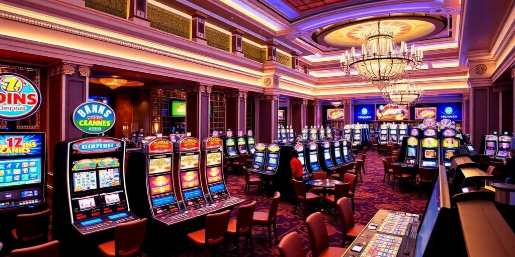 Gaming property with bright lights and profitable casino floor.