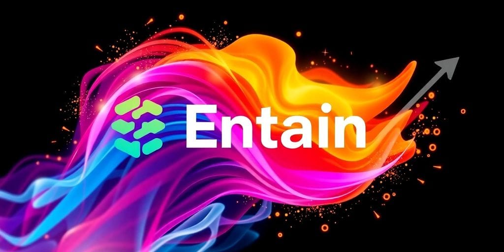 Entain logo against a backdrop of vibrant financial growth.