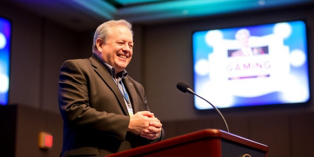 Ernie Stevens Jr. smiling at an award ceremony.