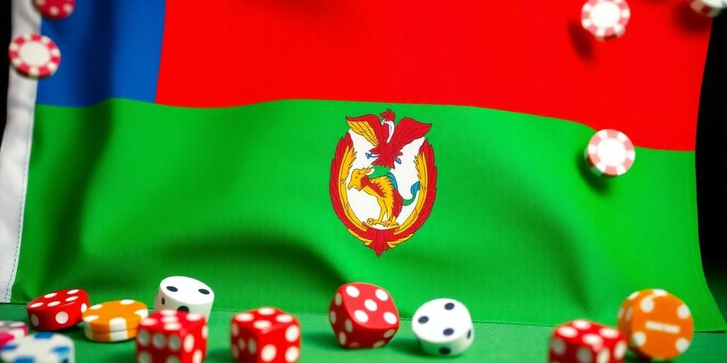 Equatorial Guinea flag and casino chips.