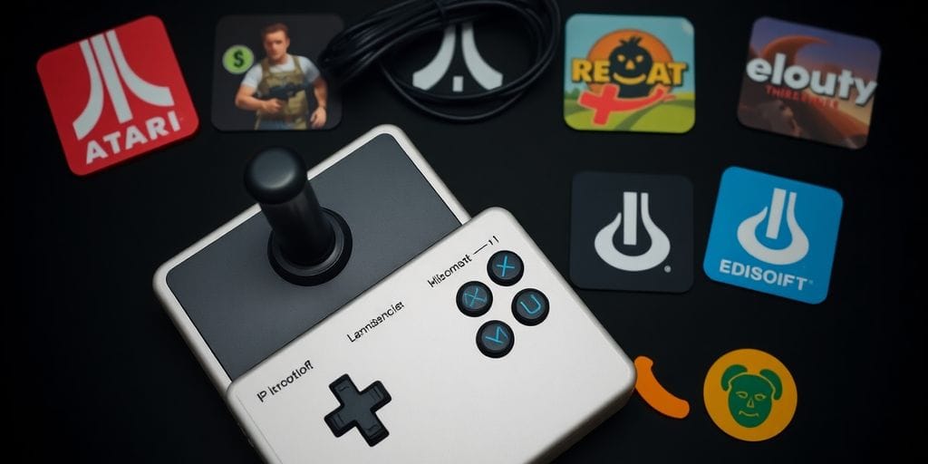 Atari logo beside Ubisoft game icons.