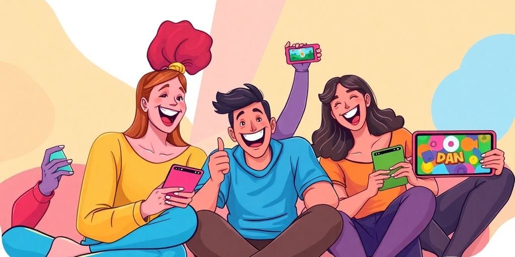 Friends playing colorful online games together, no downloads needed.