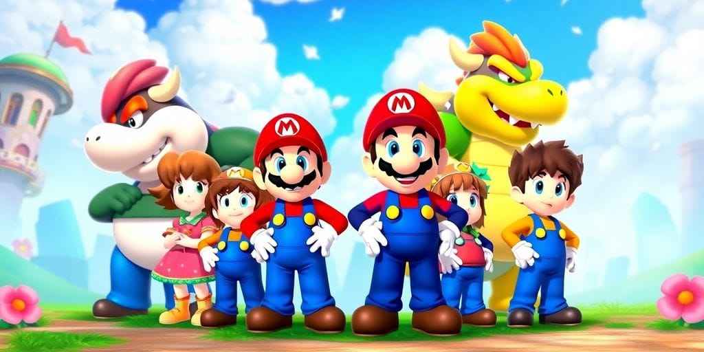 Mario and friends ready for adventure in Super Mario RPG.