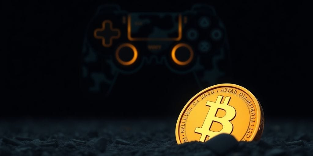 Gaming company logo with falling coin.