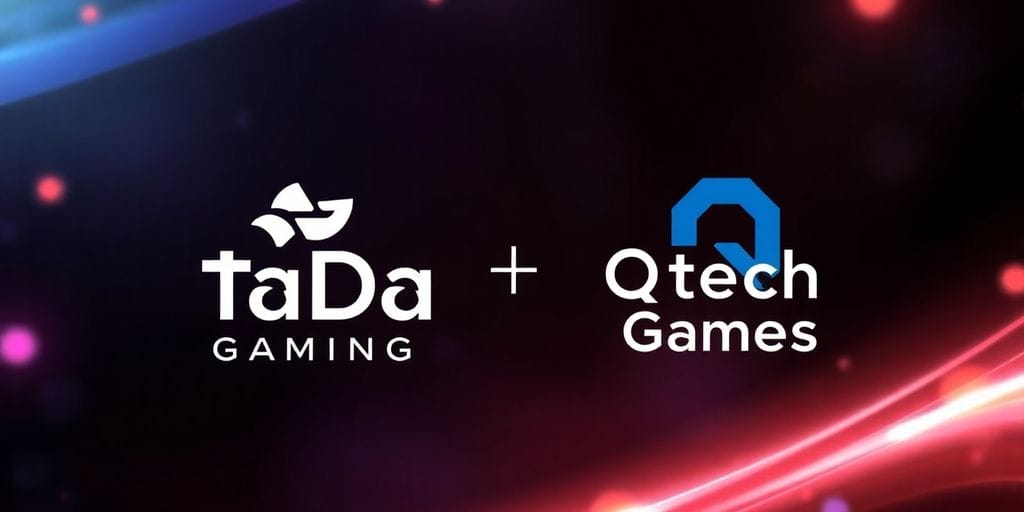 TaDa Gaming and Qtech Games logos merging.