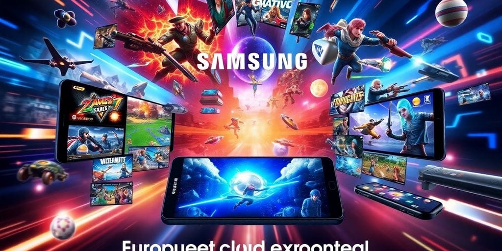 Samsung Gaming Hub displays vibrant game visuals.
