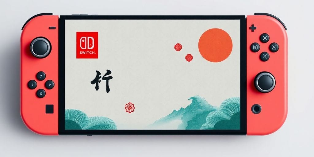 Nintendo Switch console with a Chinese dragon motif.