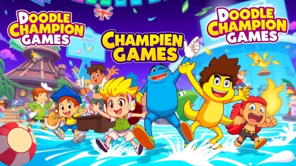 Doodle Champion Island Games characters in action.