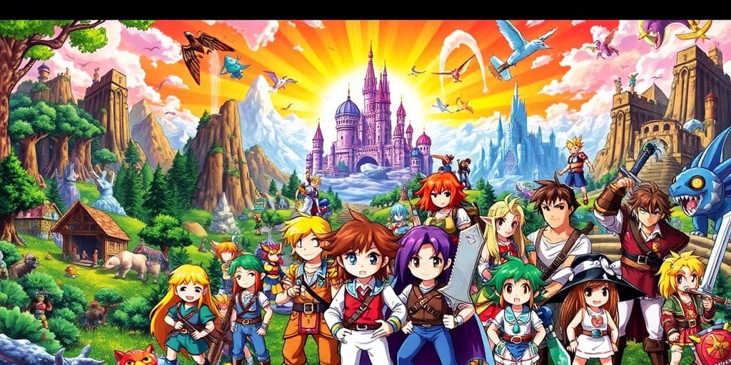 Game Boy Advance RPG characters and game worlds collage.
