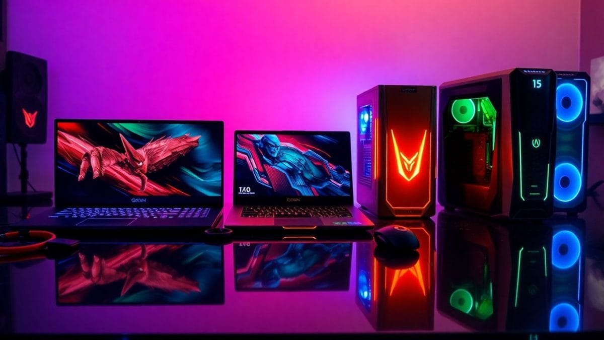Gaming laptops and PCs from major brands with RGB lights