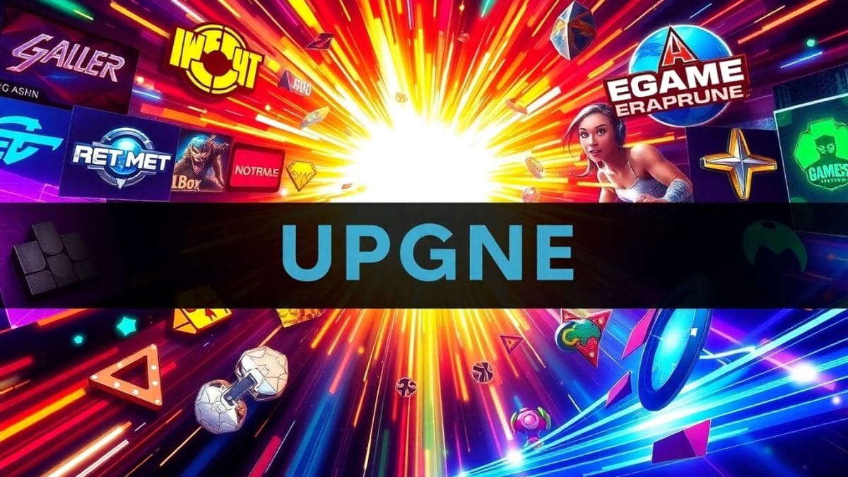 Game logos and abstract performance graphics