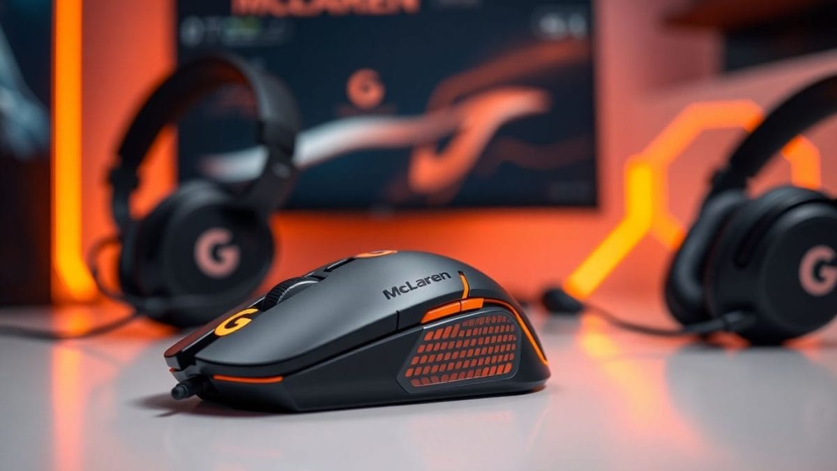 Logitech G gaming mice, headsets, and McLaren partnership.