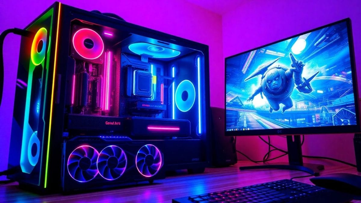 Gaming PC hardware with RGB lights.