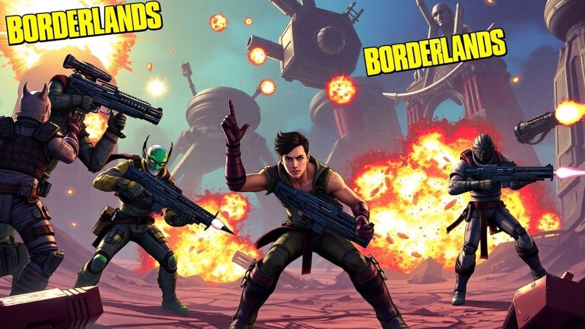 Borderlands 4 characters in action with futuristic guns.