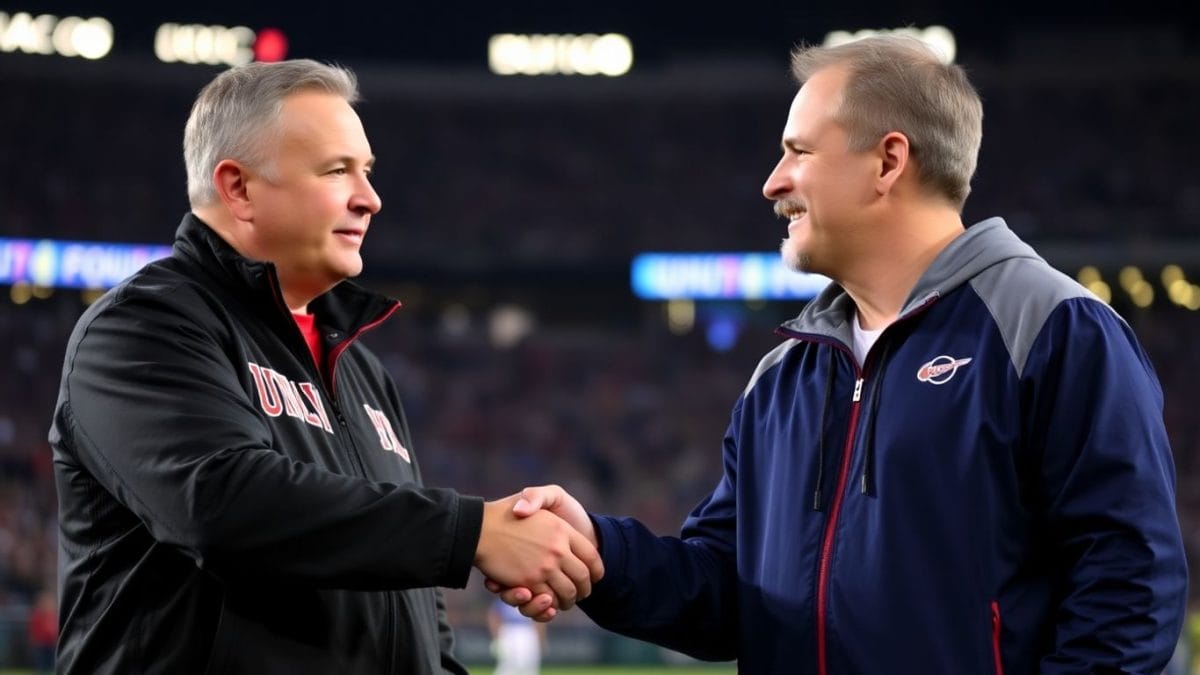 UNLV and ESPN representatives shaking hands.