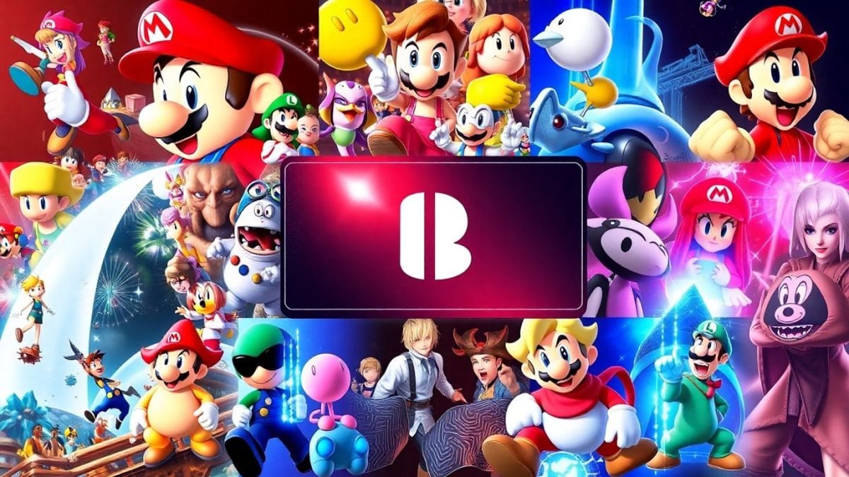 Nintendo characters and futuristic gaming visuals