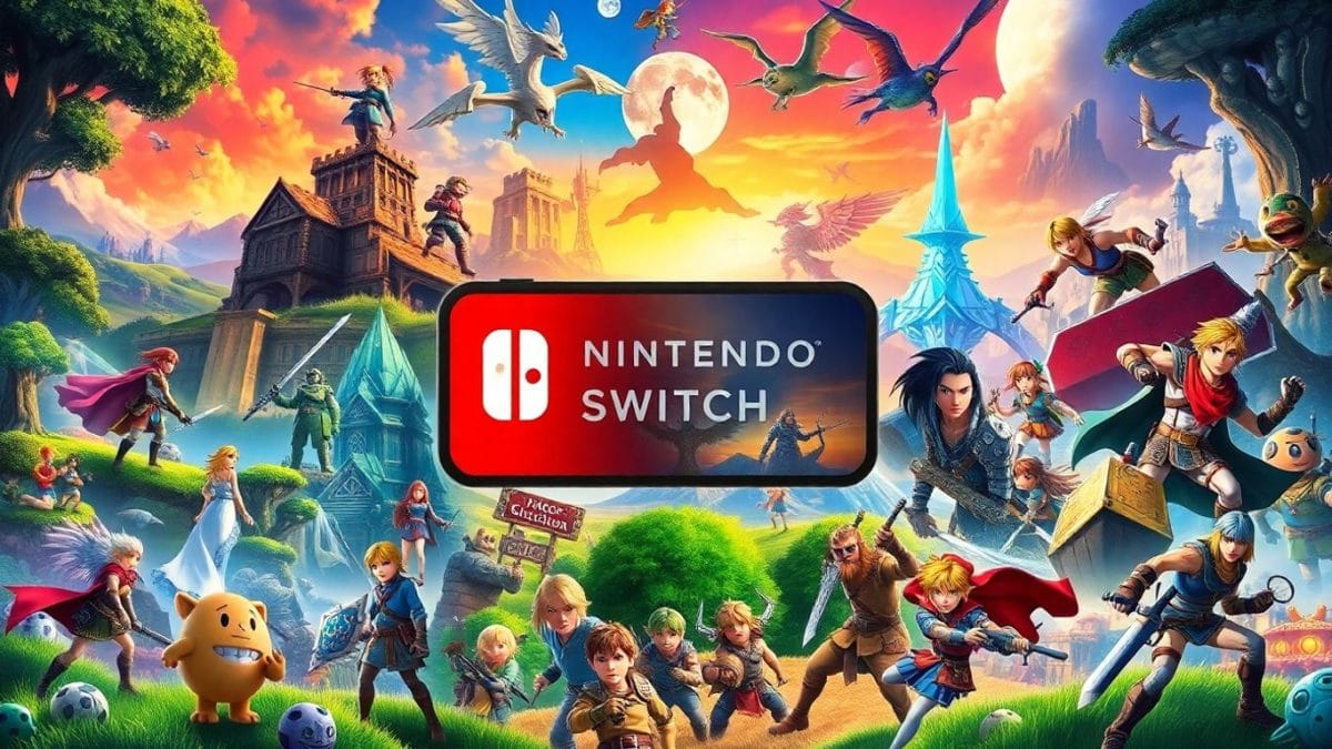 Nintendo Switch RPGs collage with characters and game worlds.