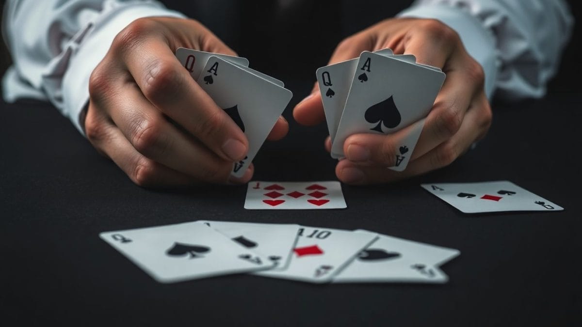 Hands playing spades card game