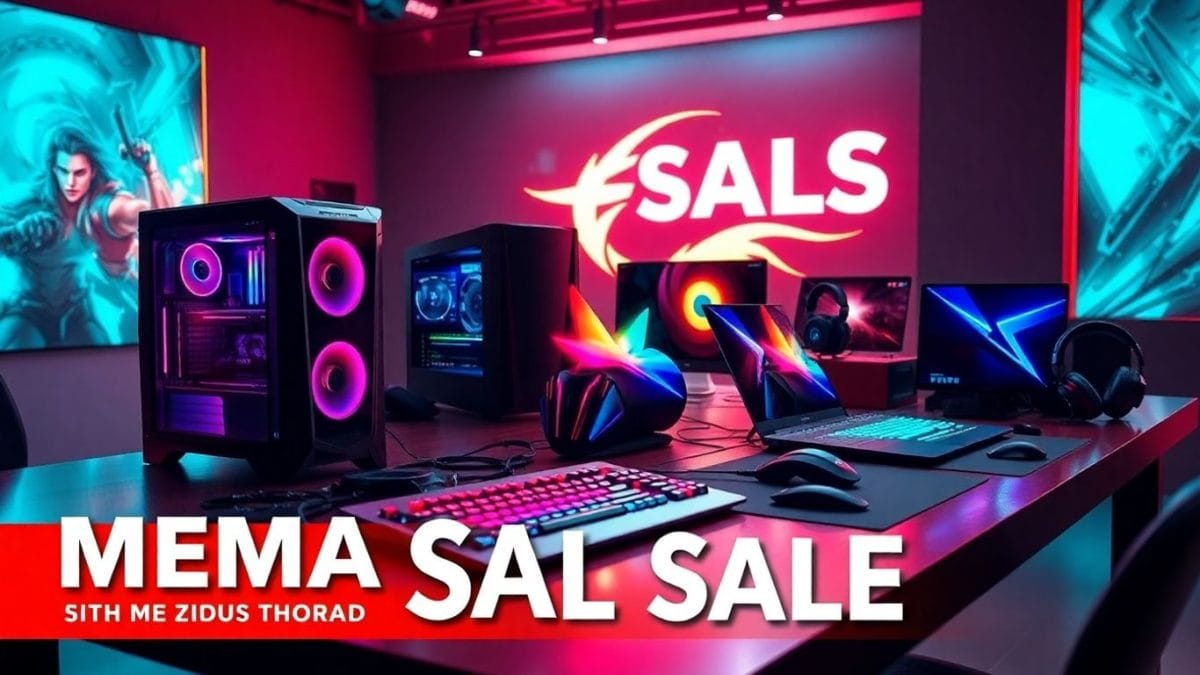 Gaming PCs, laptops, and accessories on vibrant display