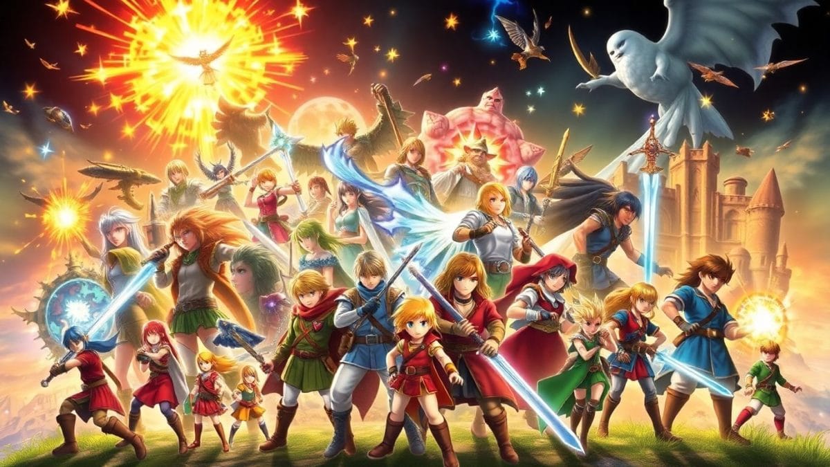 PSP RPG game characters and environments collage.