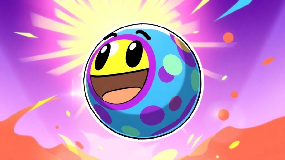 Fortnite 1-Ball skin in a colorful, game-like setting.