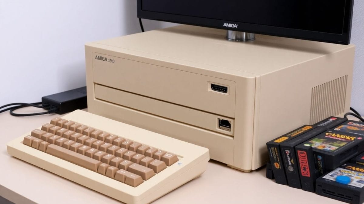 Amiga A1200 computer reissue with HDMI and classic games.
