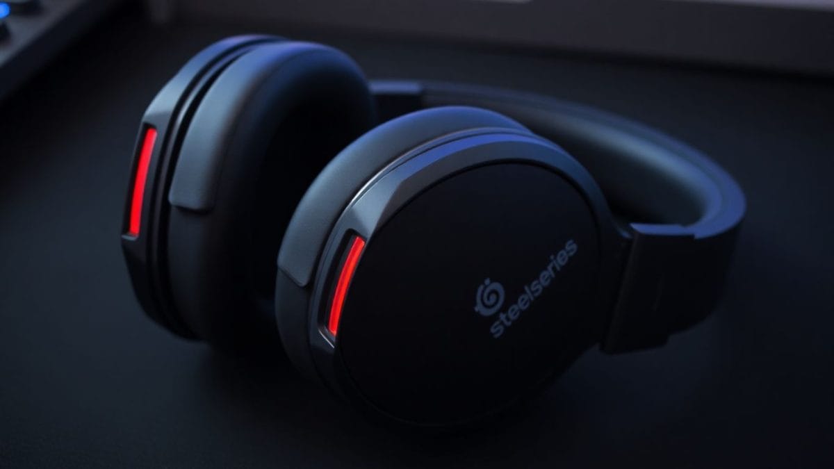 SteelSeries Nova 7 gaming headset with red accents.