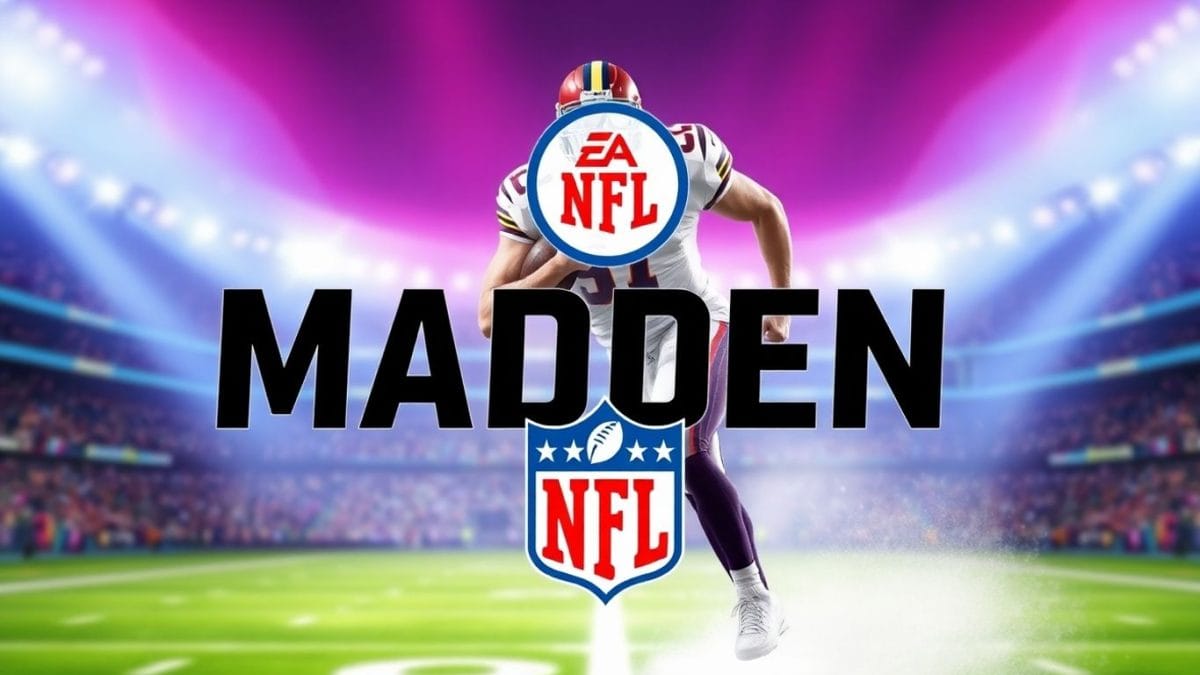 Madden NFL logo with football player and NFL shield.