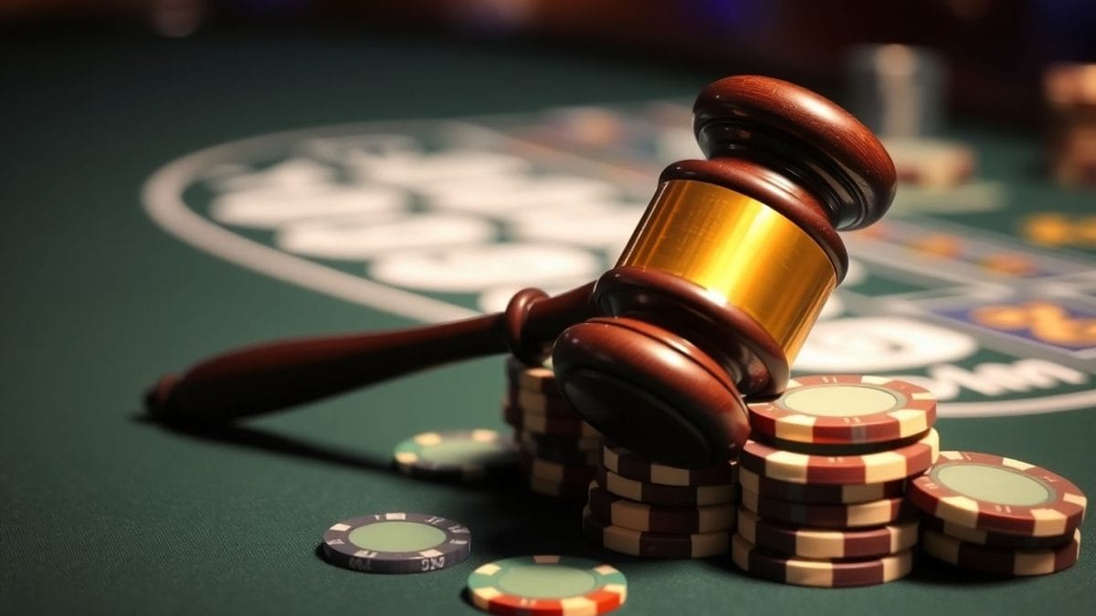 Gavel on casino chips
