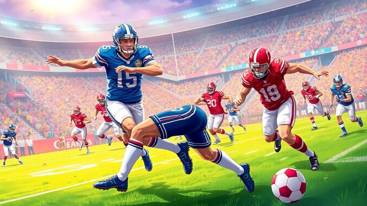 Football game action illustration
