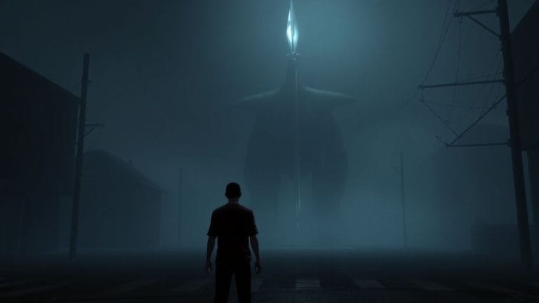 Silent Hill 2 Remake monster and foggy street.