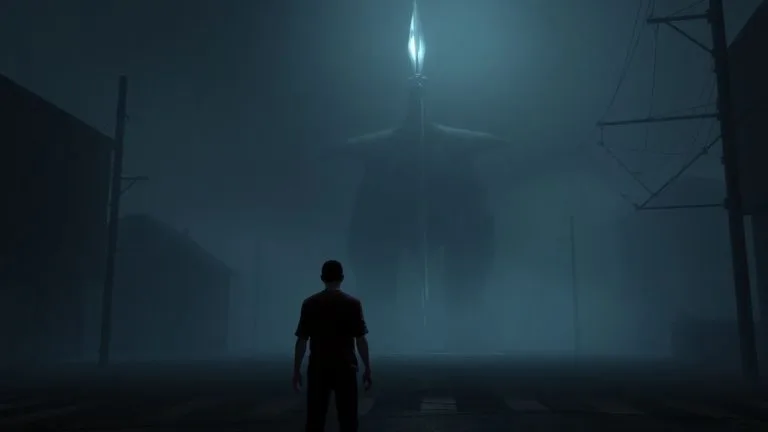 Silent Hill 2 Remake monster and foggy street.
