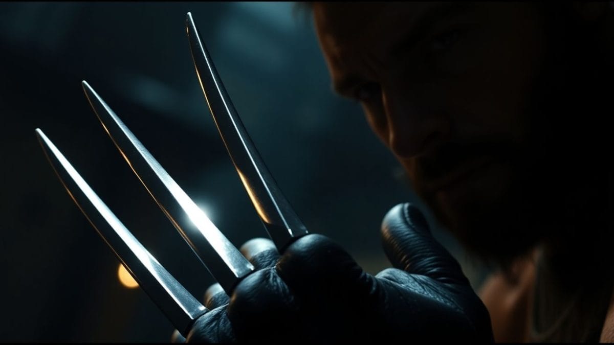 Wolverine's claws ready for action in a dark setting.