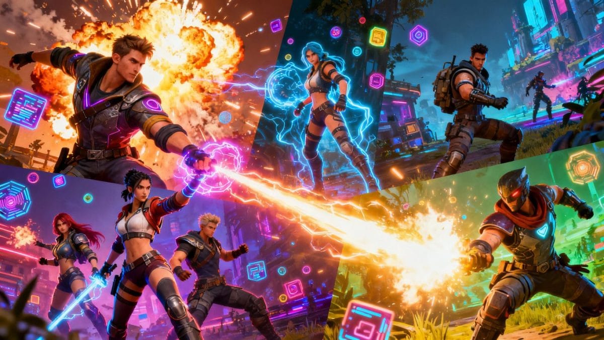 Collage of exciting PC game characters in action