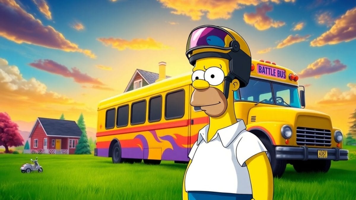Fortnite and The Simpsons crossover with Homer Simpson.
