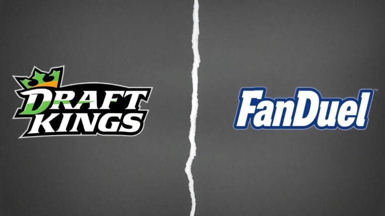 DraftKings and FanDuel logos with a dispute symbol.